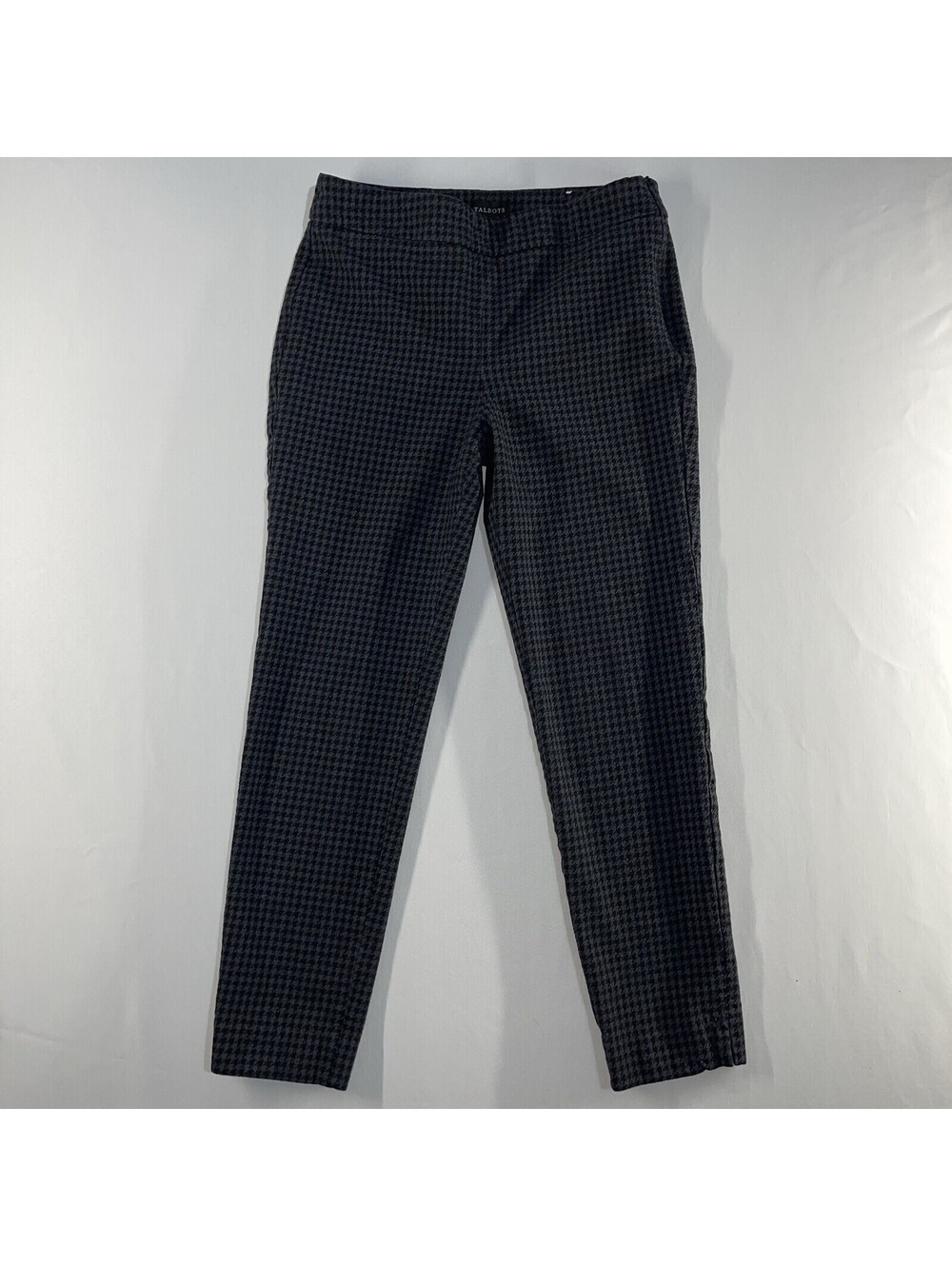 Talbots Chatham Pants Womens 8 Gray Houndstooth Ankle Career Trouser 31X27 Casua